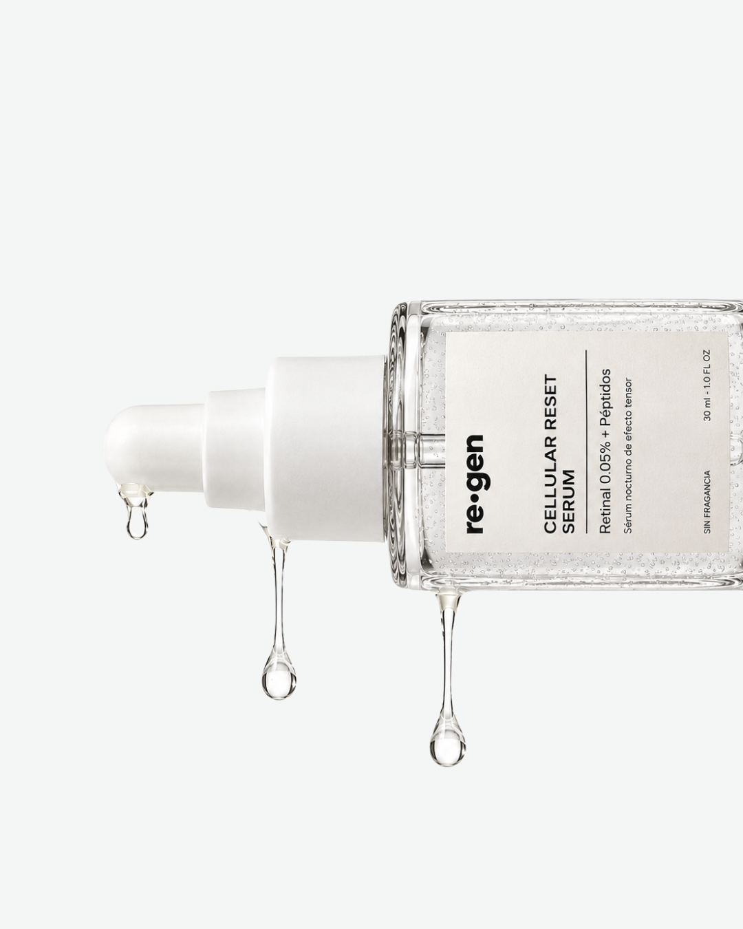 CELLULAR RESET SERUM vista frontal, envase airless minimalista negro